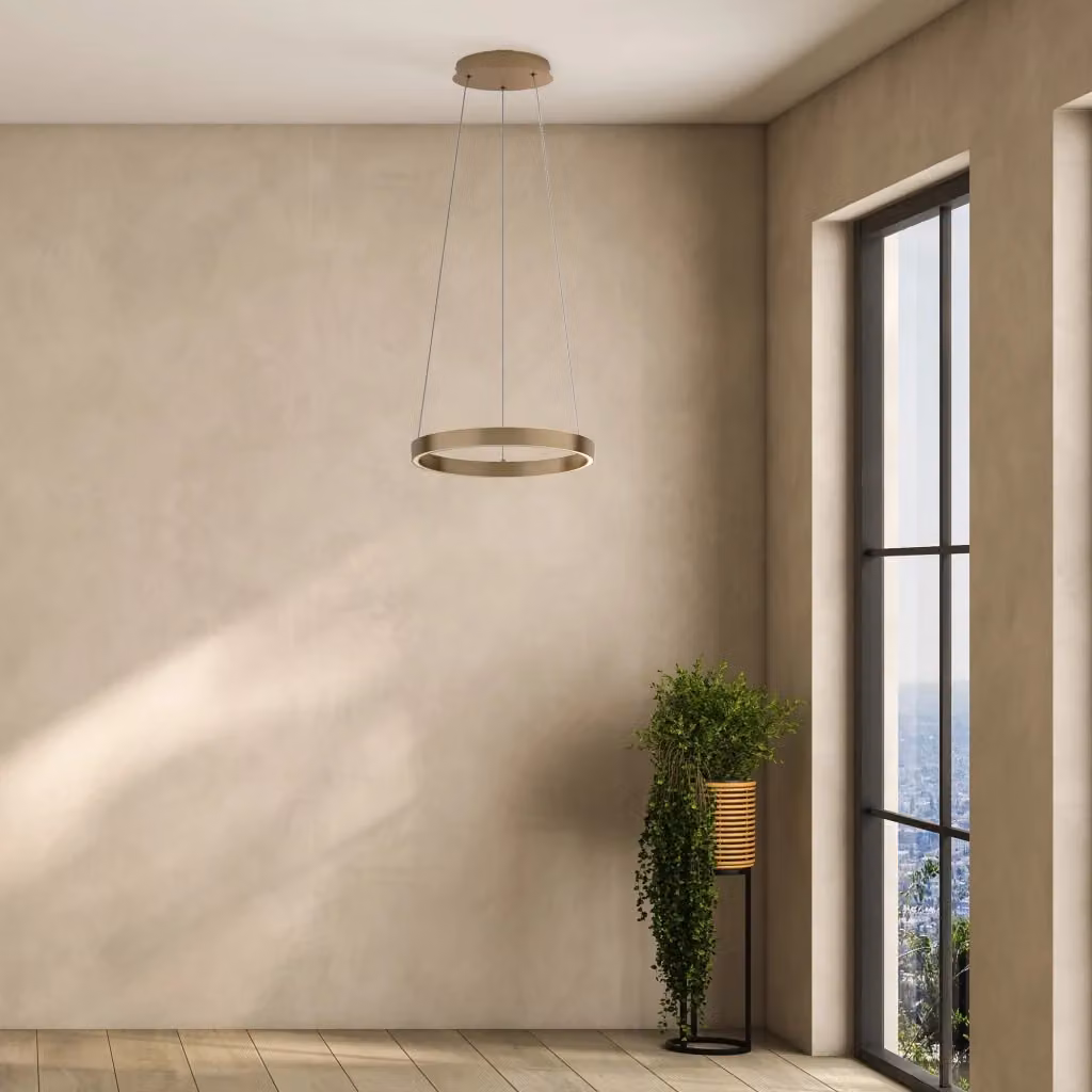 Maytoni Lampadario Moderno a Sospensione ad Anello con LED Integrato in Ottone e Alluminio Oro – 2