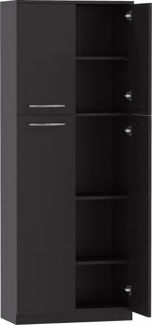 Mobile Contenitore Minimalist HOMCOM in Legno Nero con 2 Armadietti e Mensole Regolabili, L: 59 cm, P: 31 cm, H: 155 cm – 1