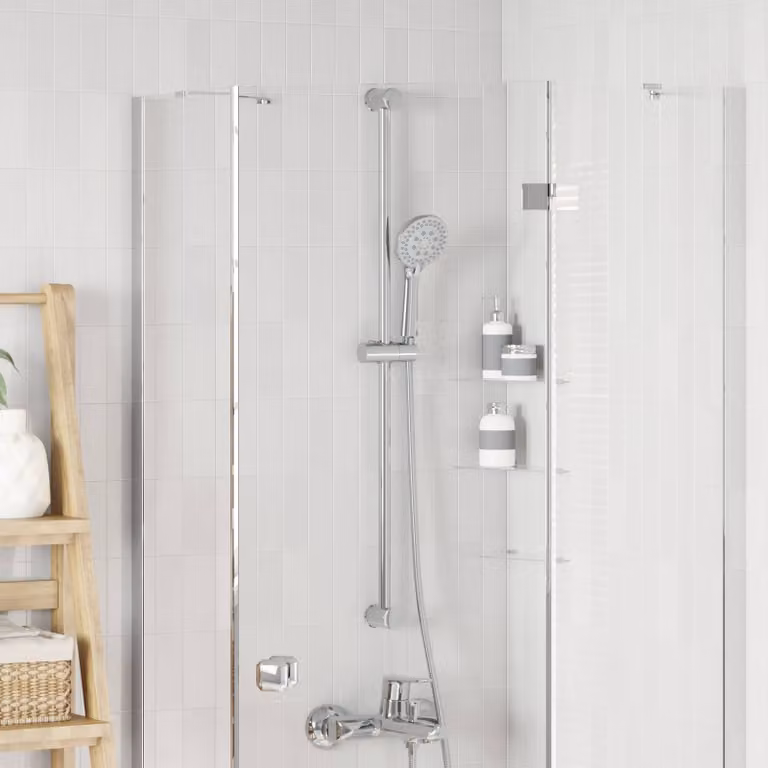 vidaXL Supporto per Testa di Doccia Cromato in Acciaio Inox con Altezza Regolabile, Argento