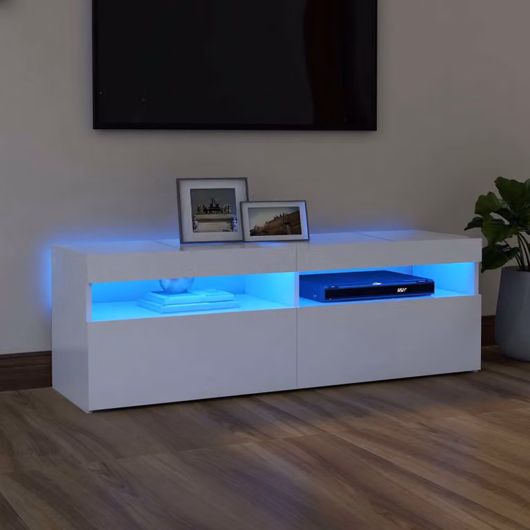 vidaXL Mobile Porta TV Moderno con Luci LED Integrate Bianco L: 120 cm, P: 35 cm, H: 40 cm