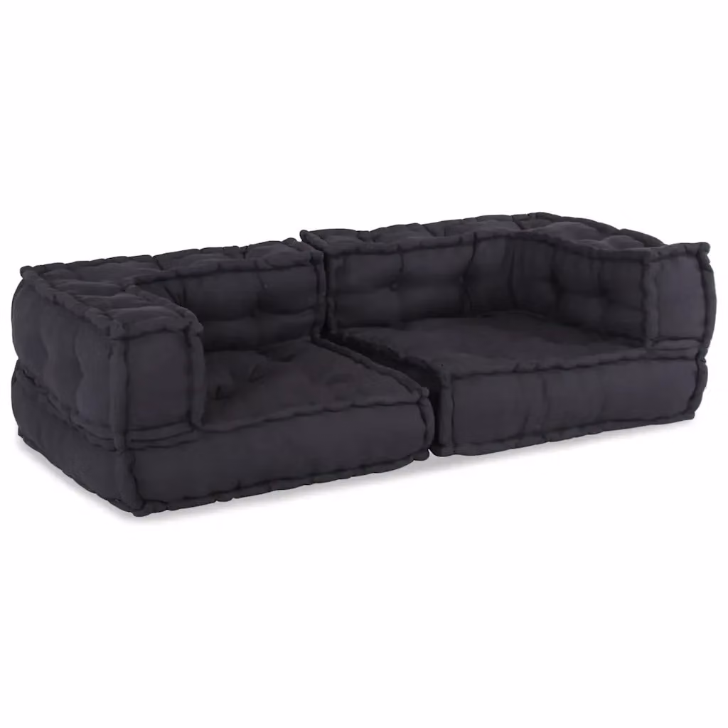 Divano Modulare a 2 Posti vidaXL in Tessuto Antracite L: 140 cm, P: 70 cm, H: 36 cm – 2
