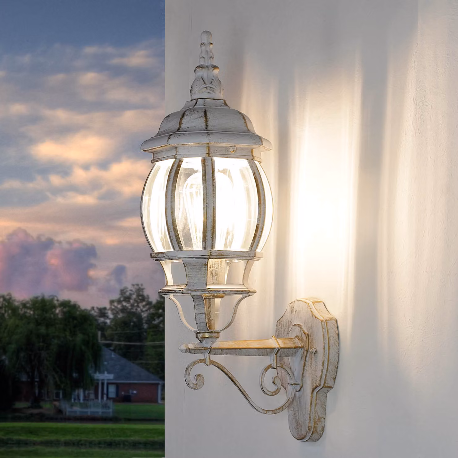 Lampada da parete per esterni IP44 E27 vetro alluminio cortile rustico casa luce da parete esterna