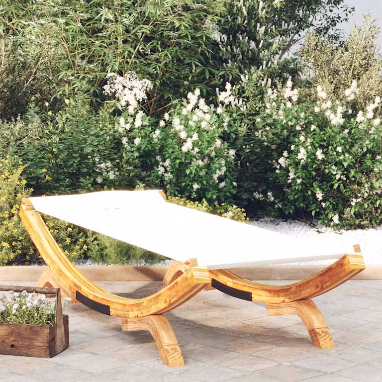 vidaXL Lettino Prendisole in Legno Curvato Beige L: 100 cm, P: 188,5 cm, H: 44 cm