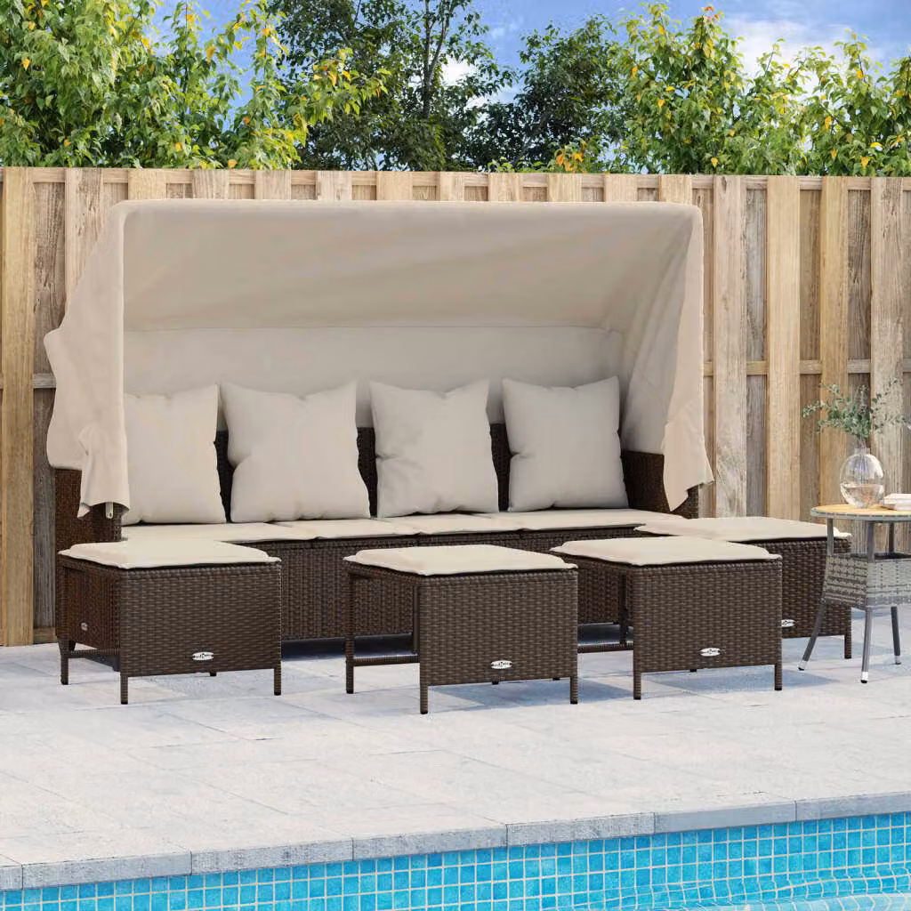 Maison Exclusive - Set Divano da Giardino 5 pz con Cuscini Marrone in Polyrattan