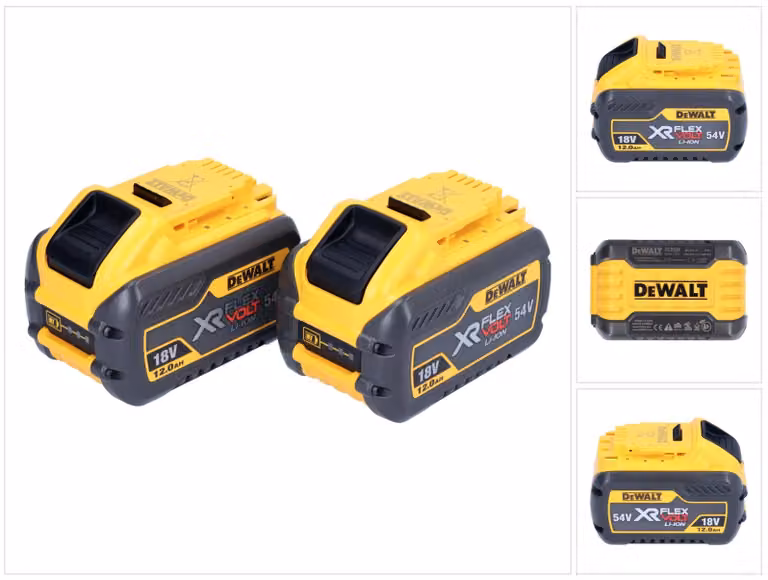DeWalt 2x Batterie DCB 548 18 V / 54 V max. 12 Ah / 12000 mAh Li-Ion XR FLEXVOLT - con indicatore dello stato di carica