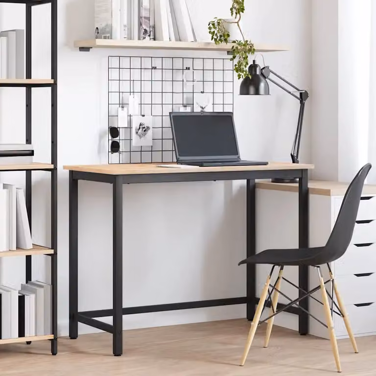 Tavolo moderno vidaXL in legno ingegnerizzato e acciaio, colore naturale beige e marrone, L 100 x P 50 x H 77 cm