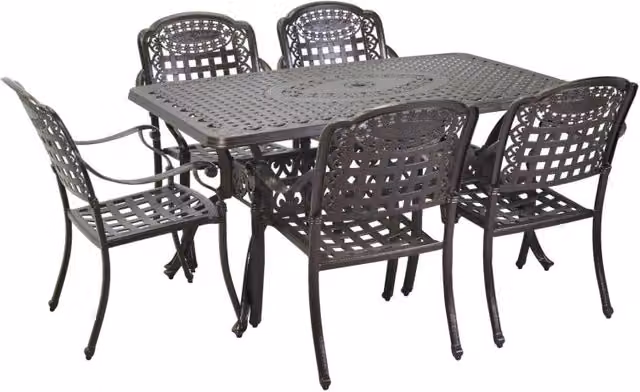 Completo pranzo Maryland Vacchetti in alluminio pressofuso color bronzo, 7 pezzi