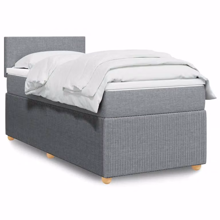 vidaXL Giroletto a Molle con Materasso Ibrido in Tessuto Grigio e Bianco L/P: 80 x 200 cm