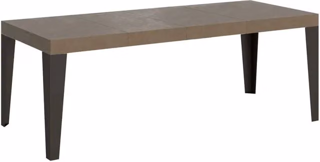 Tavolo allungabile moderno Itamoby rettangolare con piano in laminato opaco, colore grigio e gambe antracite, L: 180-440 cm, P: 90 cm