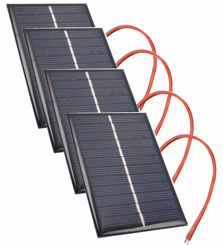 Confezione da 4 pannelli solari mini policristallini, 6V, 100mA, dimensioni 90x60mm