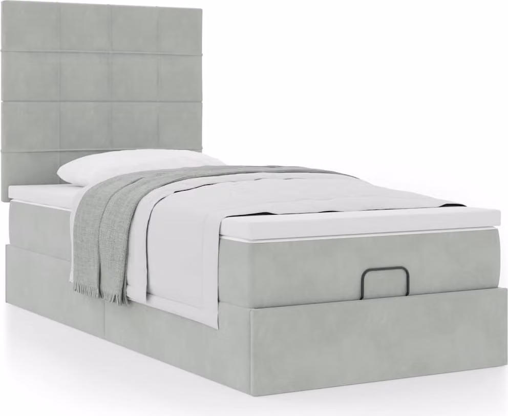 Struttura Letto Pouf con Materassi 90x190 cm in Velluto
