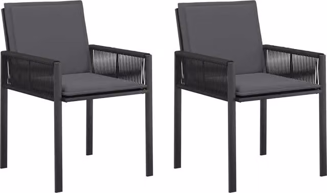 Sedie da giardino 6 pz | Sedie da Esterno Nero e Grigio scuro polyrattan