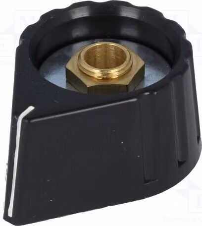1 x Manopola rotante, diametro 28x17 mm, diametro albero: 6 mm, con indicatore Kuntoff, colore nero, codice prodotto: 429.611. Manopole rotanti