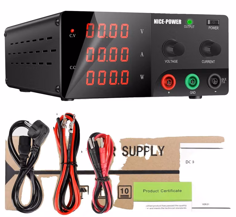 Alimentatore Bänke, tensione di uscita regolabile, sistema di raffreddamento intelligente, colore nero, spina europea da 220V, 60V 20A 1200W