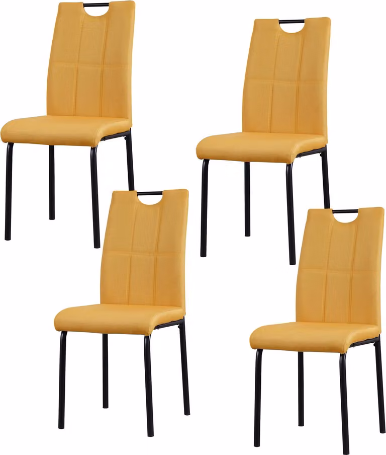 Sedia da pranzo Denton Tessuto intrecciato Giallo Set da 4