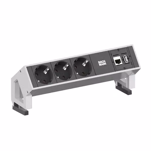 BACHMANN DESK2 3x contatto di terra, 1x CAT6 1x USB3 bianco