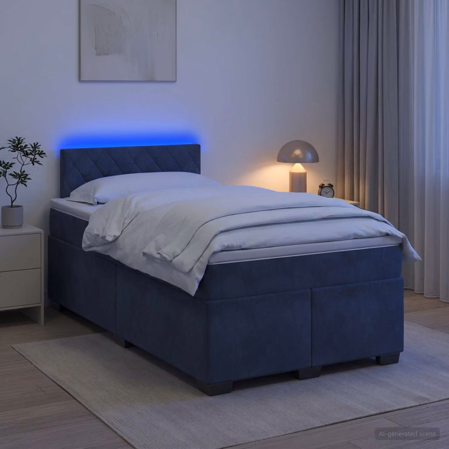 Letto Box Spring vidaXL con Materasso a Molle Insacchettate e Illuminazione LED, Grigio, L/P: 120 x 200 cm