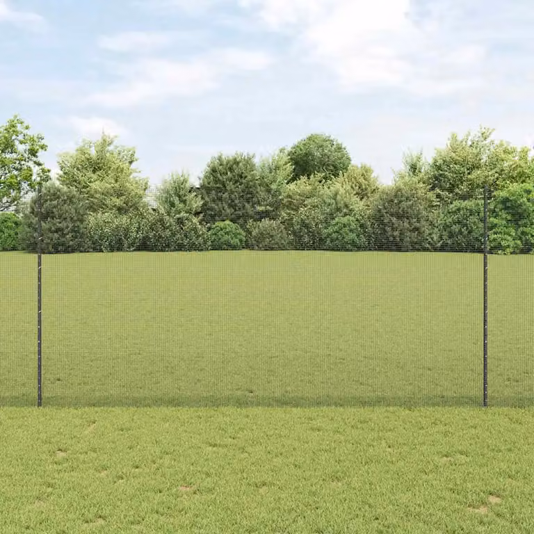Recinzione in rete saldata con pali vidaXL, rivestimento in PVC, Grigio, L: 50 m, H: 0,5 m