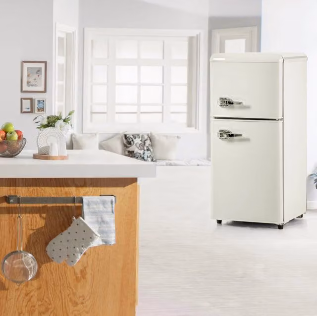 Frigorifero retrò a doppia porta 60 L; 88;8x45;5x42 cm; bianco crema