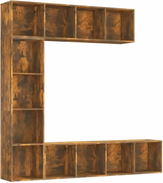 Set Mobili Libreria / Porta TV 3 pz | Armadietto TV | Mobile Porta TV Rovere Fumo 180x30x180 cm