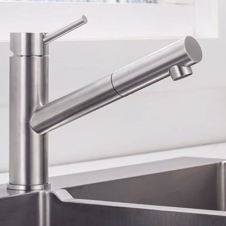 Miscelatore da cucina estraibile, con rotazione di 150°, in cromo, monocomando, per la cucina