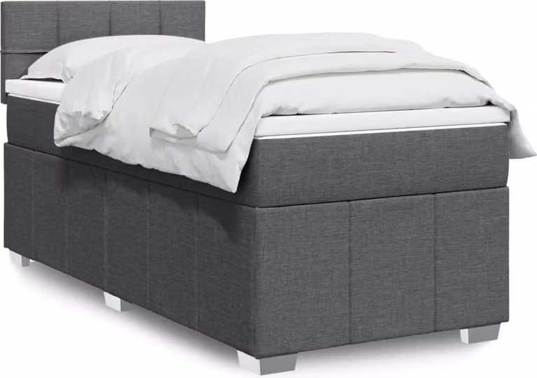 Maison Exclusive - Letto boxspring con materasso grigio scuro 90x190 cm Tessuto