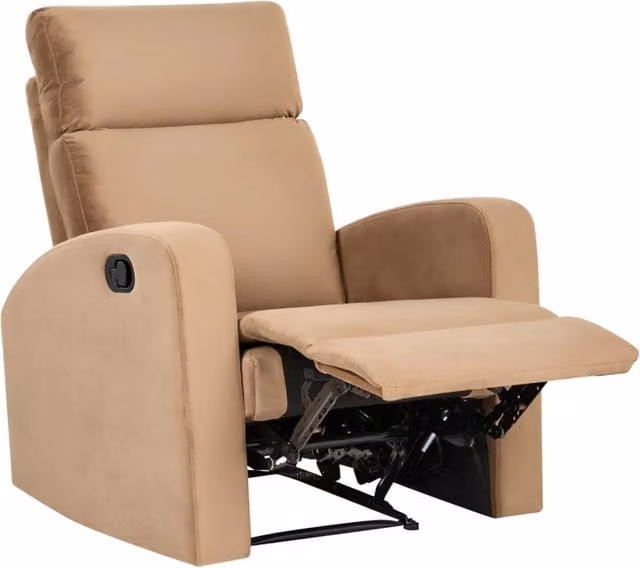 Poltrona reclinabile manualmente in velluto marrone chiaro design moderno glamour soggiorno