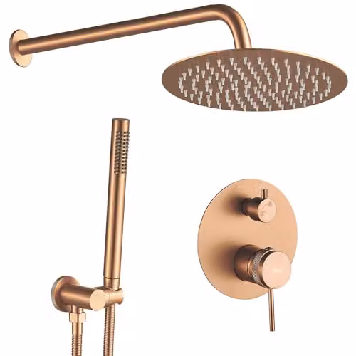 Rea - Set Doccia Da Incasso Rame Spazzolato Lungo, + Box, 25X36X16cm