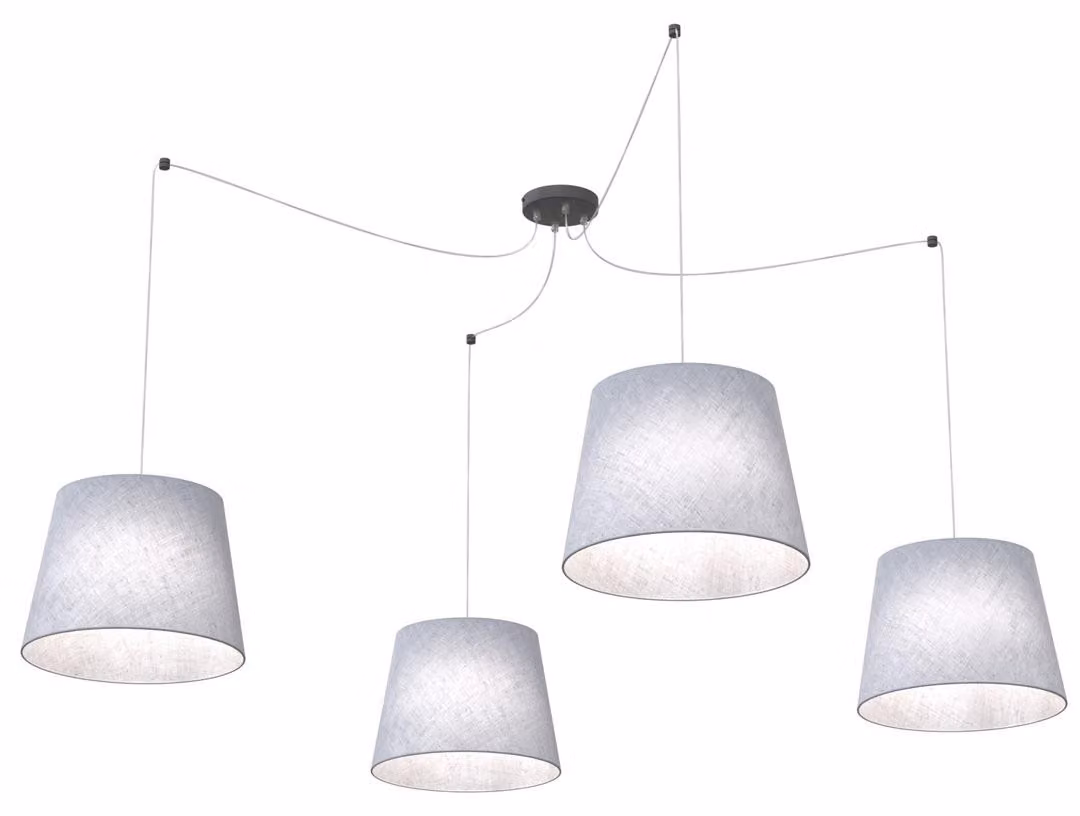 Lampada a sospensione ASCOT grigio-nera 4xE27x20W in tessuto, dimensioni: 200x200x200 cm, IP20, Emibig