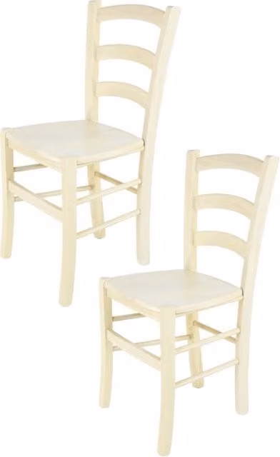 Set di 2 sedie Venice Tommychairs in legno di faggio bianco con seduta in legno