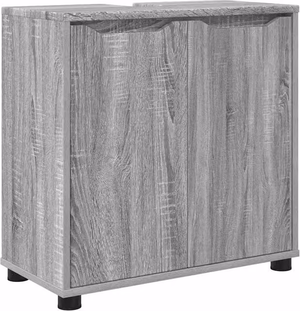 Mobile sottolavabo moderno con spazio portaoggetti 60 x 30 x 60 cm in legno multistrato grigio sonoma 02_0054577