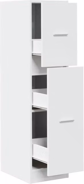 Mobiletto da farmacia classico HELLOSHOP26 bianco con ante e cassetti in legno composito, L 30 cm x P 41 cm x H 118 cm