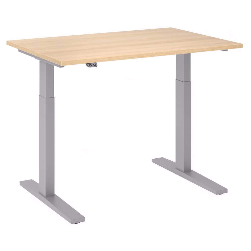 Scrivania regolabile in altezza XMKA | 2 motori | 120-180 cm | elettrica | rovere, colore telaio:argento, dimensioni piano d'appoggio:120 x 80 cm