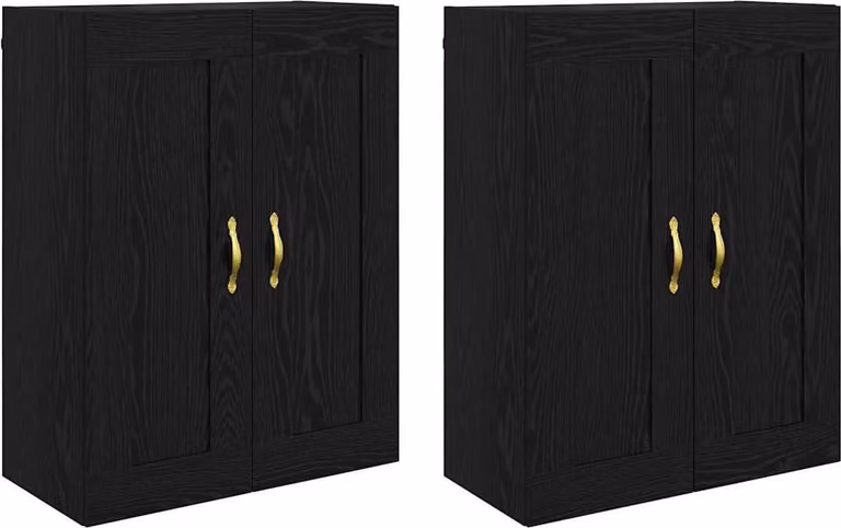 Mobile a muro 2 pcs Rovere Nero 69,5 x 34 x 90 cm