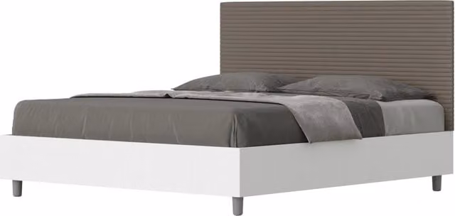 Letto Matrimoniale con Contenitore a Alzata Giordanoshop, Struttura Bianco Frassico e Testata in Similpelle, L/P: 160 x 200 cm – 1