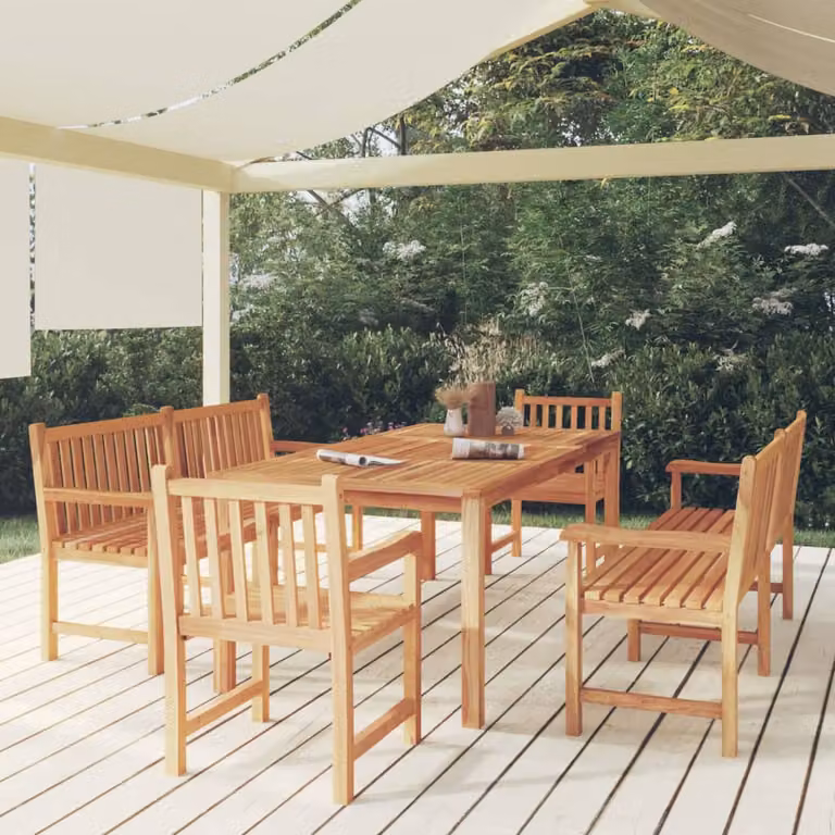 Set da pranzo per giardino vidaXL in legno di teak marrone, 5 pezzi