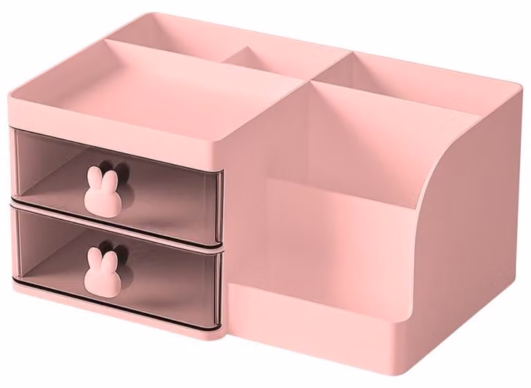 Verk 27645_R: Organizzatore da tavolo per cosmetici, dimensioni 23 x 15 x 11 cm, colore rosa