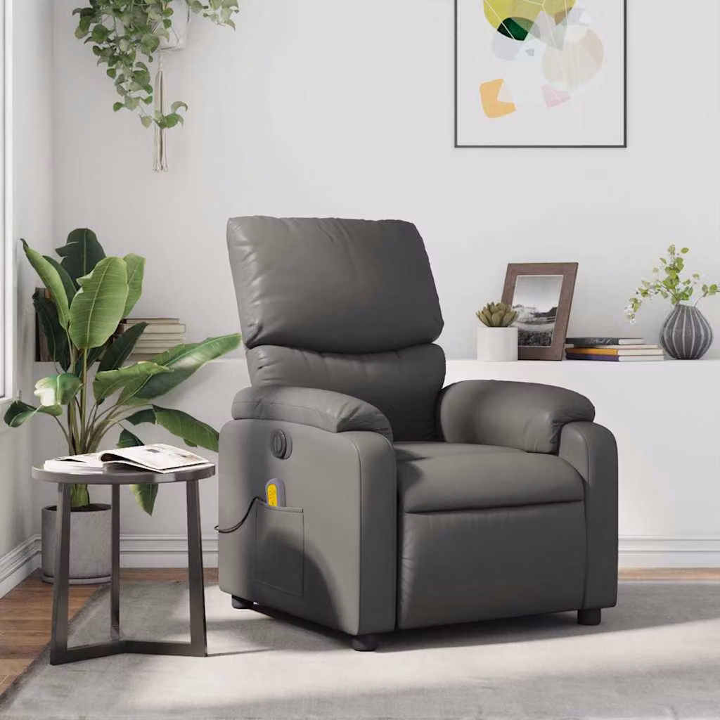 Poltrona relax reclinabile vidaXL in similpelle grigia con braccioli