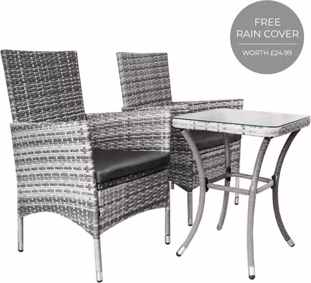 Jardí Set Bistro Giardino Polyrattan 2 Poltroncine Tavolino e Cuscini
