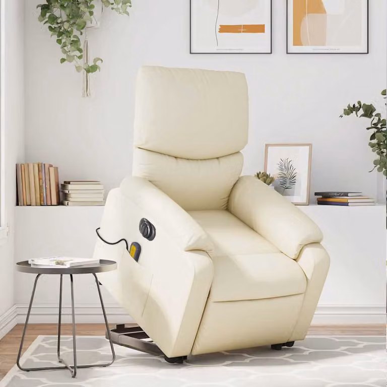 Poltrona Alzapersona Elettrica Reclinabile vidaXL in Similpelle Beige