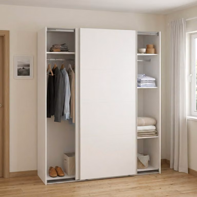 Dmora Armadio Multiuso 2 Ante Gomer 65x220.4h cm Bianco, Appendiabiti 2 Ante