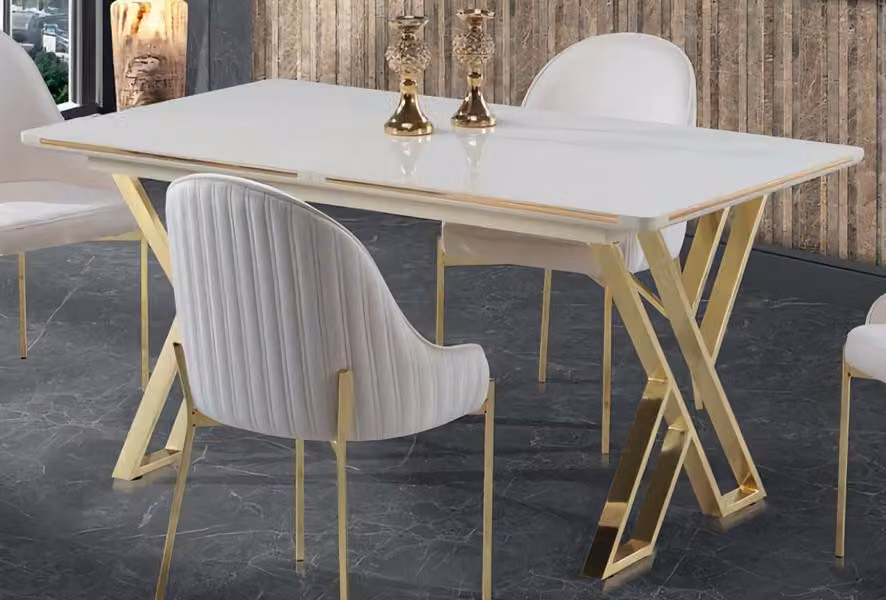 Luxus Esstisch Ausziehbar Esszimmer Tisch Metall Weiß Tische Esstische Möbel