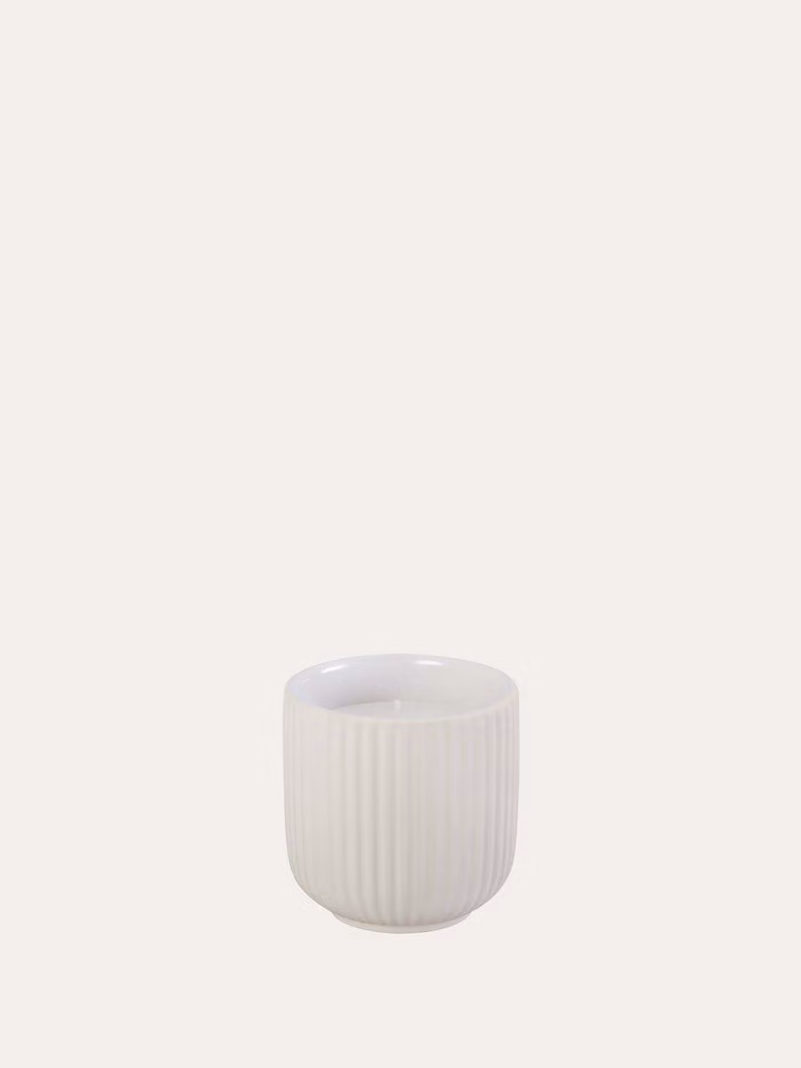 Candela piccola Calm Kenay Home, ceramica bianca, forma a pilastro e design minimalista rotondo – 2