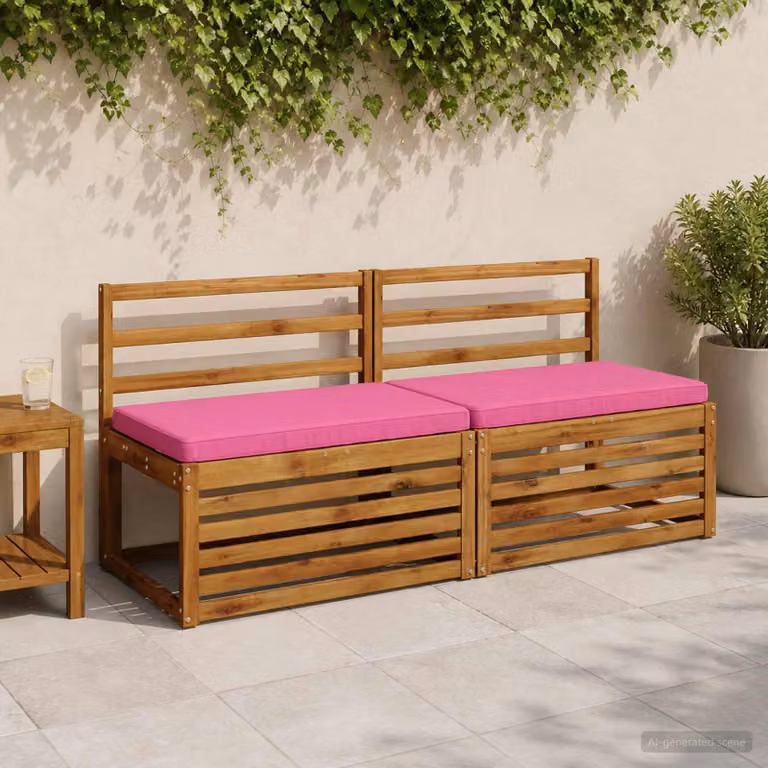 Set di 2 cuscini per panchina vidaXL VUGHT in poliestere rosa con rivestimento rimovibile e resistente ai raggi UV