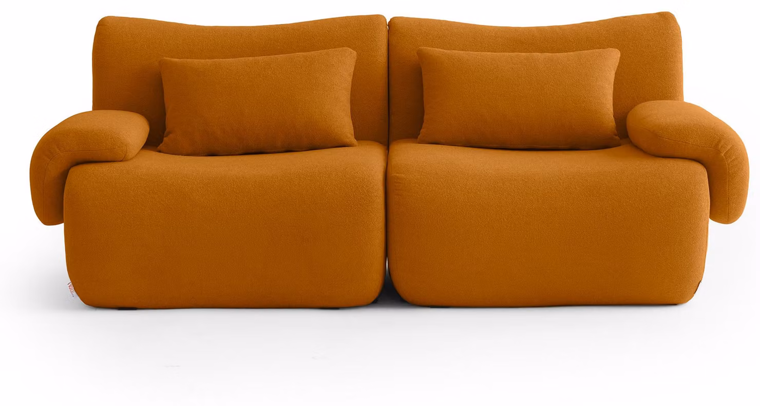 MILYSOFA SOFATIME Divano modulare, linea diritta, 2 posti, raffinato tessuto bouclé, marrone cannella