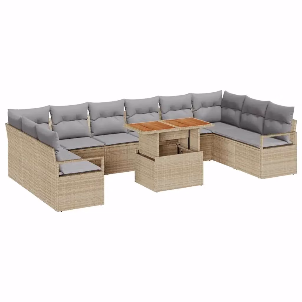 Set Divano da Giardino vidaXL a forma a U con 11 posti, Colore Beige e Grigio – 2