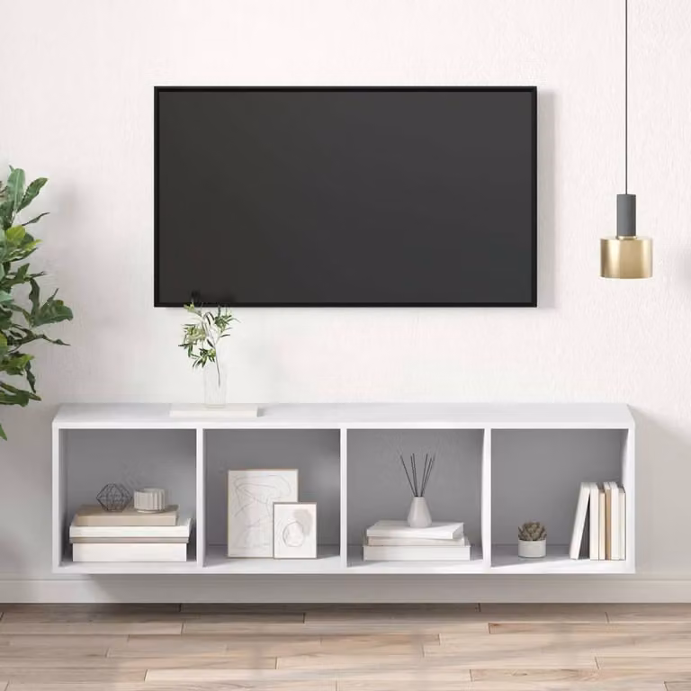 Mobile TV da parete vidaXL Bianco in Legno e MDF, L 37 cm x P 37 cm x H 142,5 cm