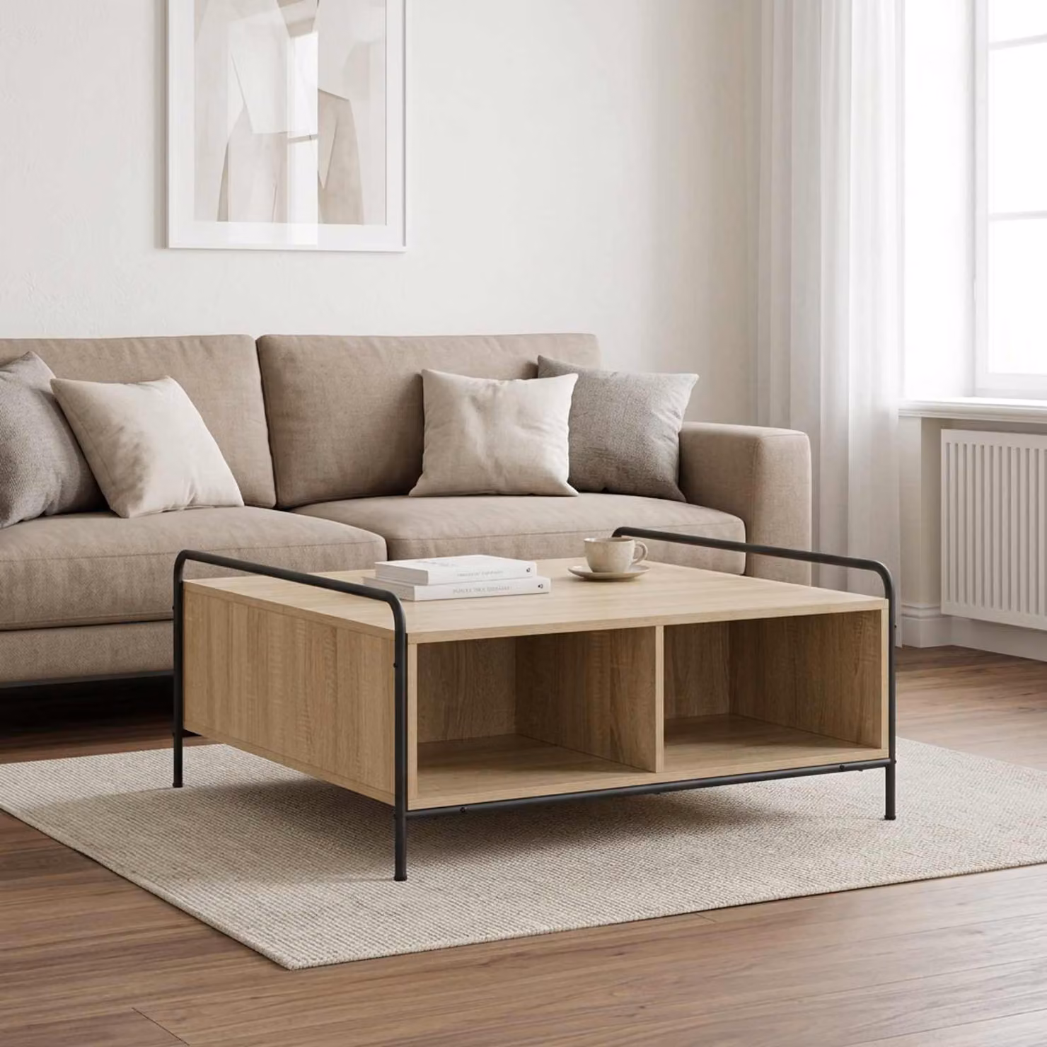 vidaXL Tavolino da salotto moderno in rovere color marrone L 90 cm x P 90 cm x H 41 cm