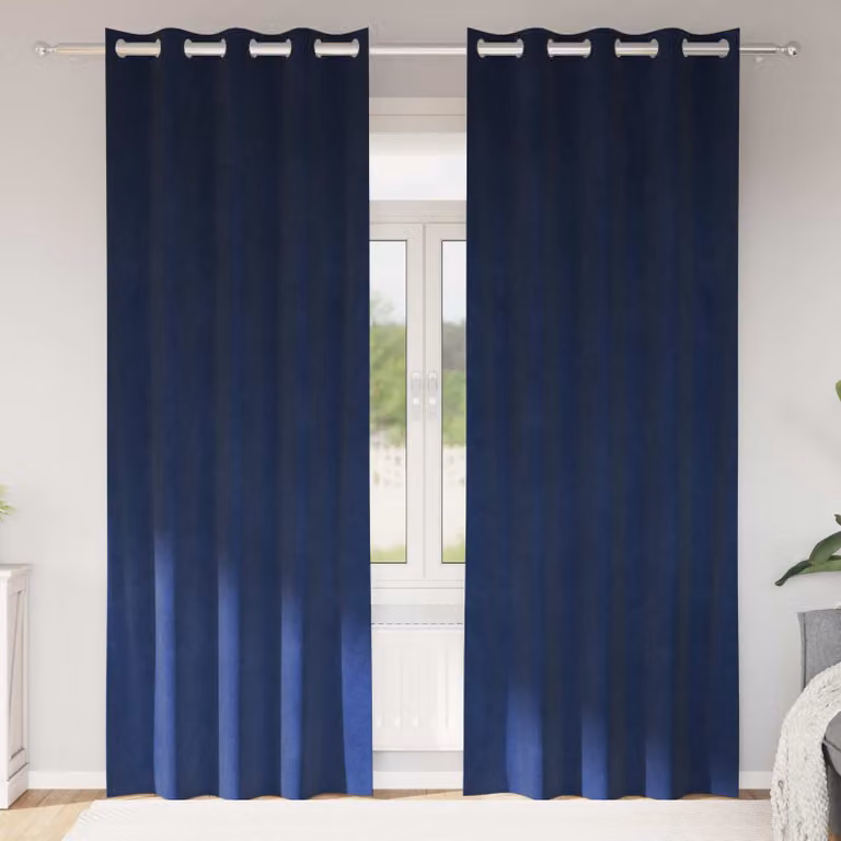 Set di 2 tende oscuranti vidaXL in velluto blu, L: 140 cm, H: 260 cm
