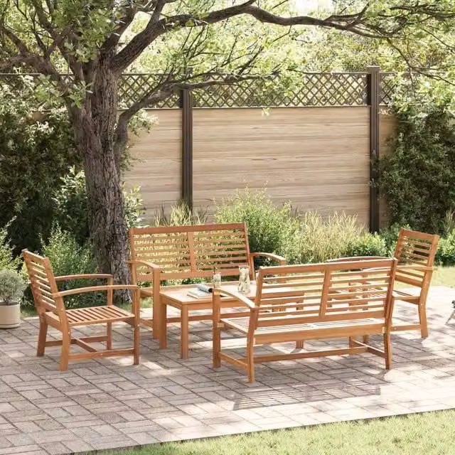 Set Divano da Giardino 5 pz Naturale Legno di teak solido 3356858